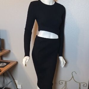 Windsor Black Ribbed Skirt Set